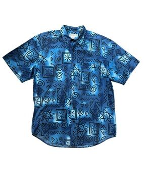 Vintage Banana Republic Safari & Travel Clothing Hawaiian Camp Shirt Tribal M